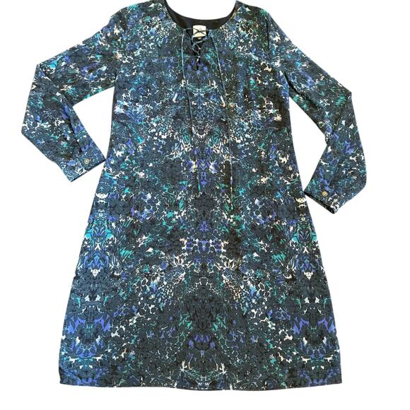 Cabi Women’s Noel dress blue green long sleeve Small - Picture 3 of 9